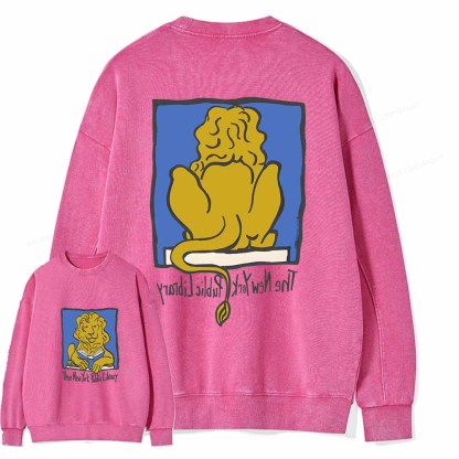 Pagewings Vintage New York Library Tee Unique Find Unisex Bookworm Perfect Gift Unisex Washed Sweatshirt