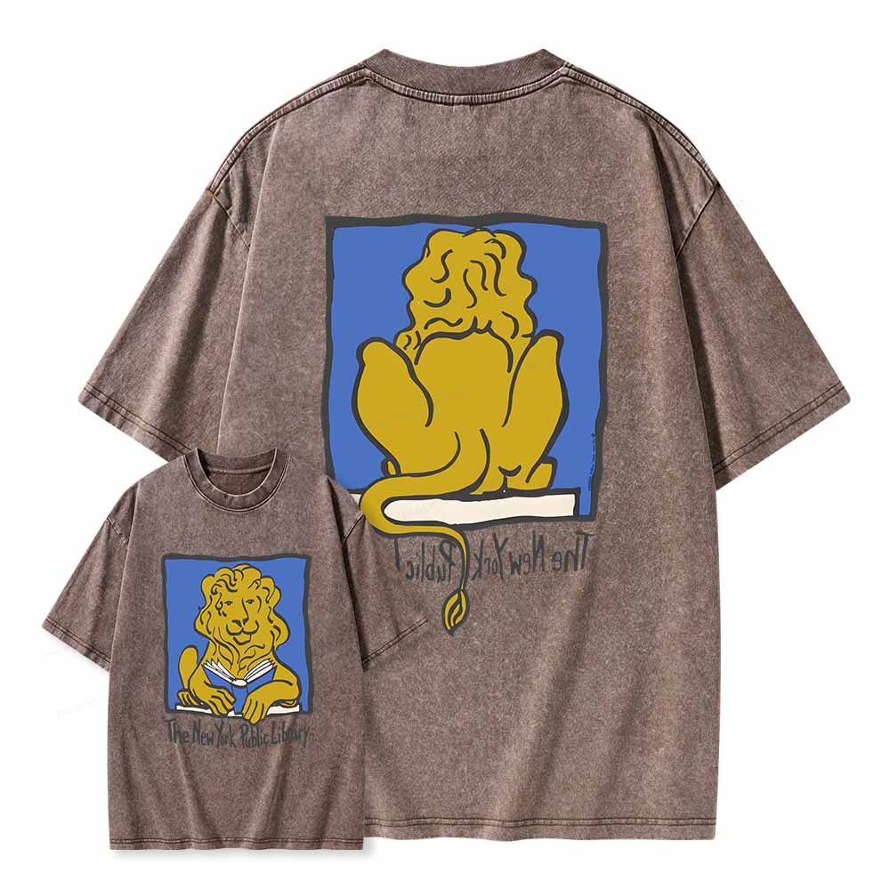 Pagewings Vintage New York Library Tee Unique Find Unisex Bookworm Perfect Gift Unisex Washed T-shirt