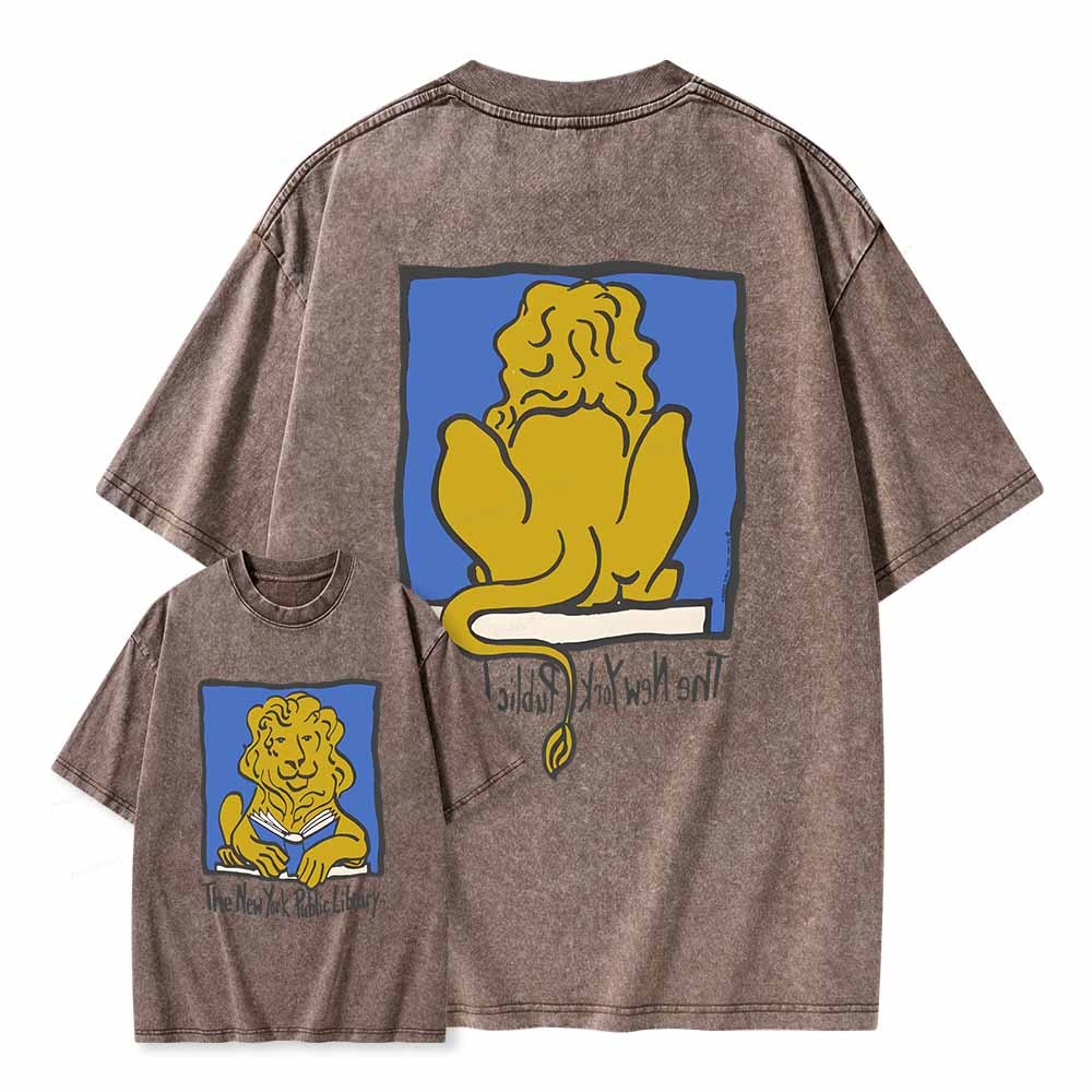 Pagewings Vintage New York Library Tee Unique Find Unisex Bookworm Perfect Gift Unisex Washed T-shirt