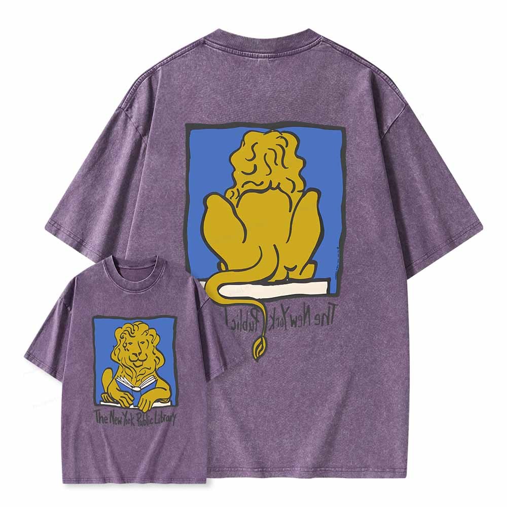 Pagewings Vintage New York Library Tee Unique Find Unisex Bookworm Perfect Gift Unisex Washed T-shirt