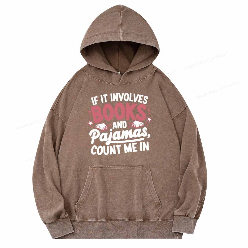 Pagewing Lover Funny Book Reading Unisex Washed Hoodie