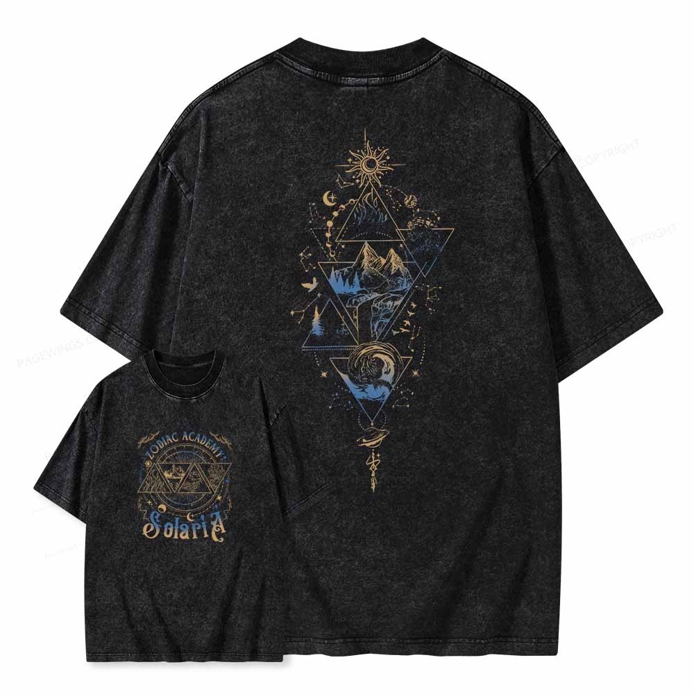 Pagewings Zodiac Academy Graphic Tee - Astrology Unisex Washed T-shirt