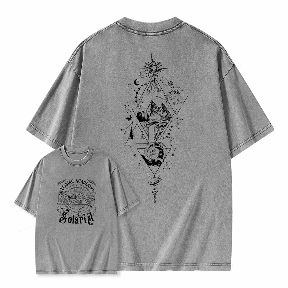 Pagewings Zodiac Academy Graphic Tee - Astrology Unisex Washed T-shirt
