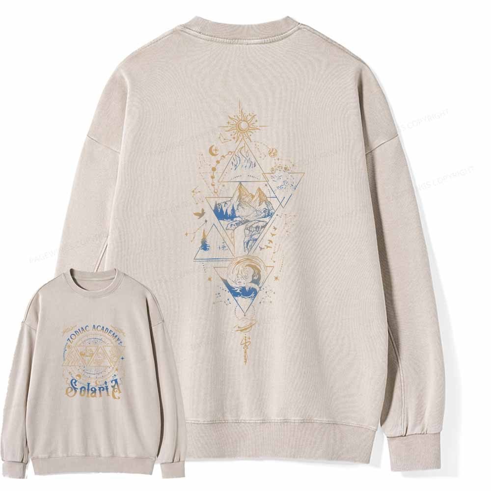Pagewings Zodiac Academy Graphic Tee - Astrology Unisex Washed Sweatshirt