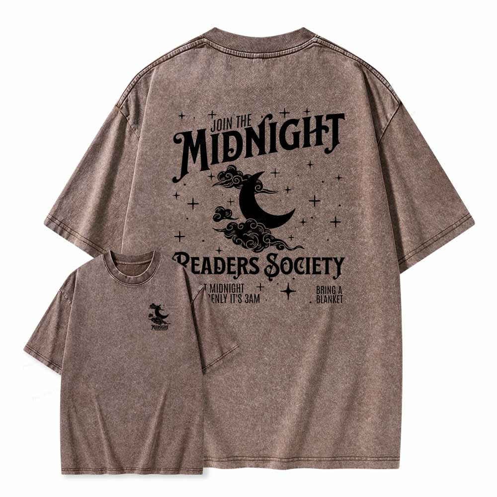 Pagewings Late night readers book club Unisex Washed T-shirt