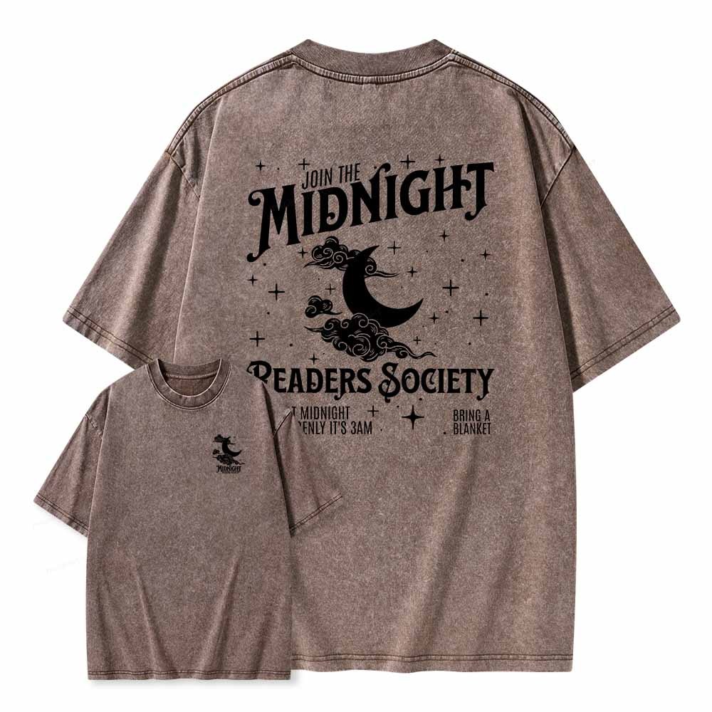 Pagewings Late night readers book club Unisex Washed T-shirt