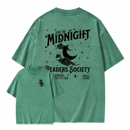 Pagewings Late night readers book club Unisex Washed T-shirt