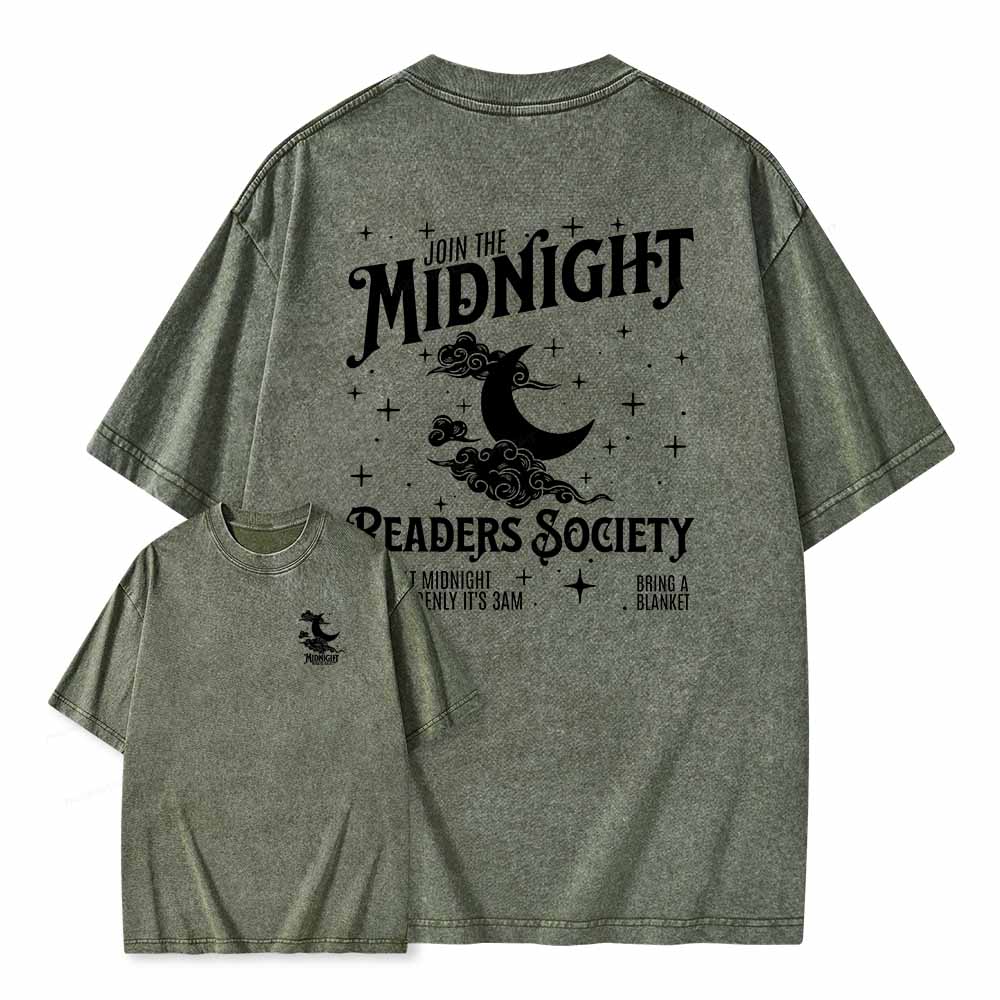 Pagewings Late night readers book club Unisex Washed T-shirt
