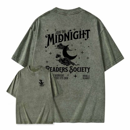 Pagewings Late night readers book club Unisex Washed T-shirt
