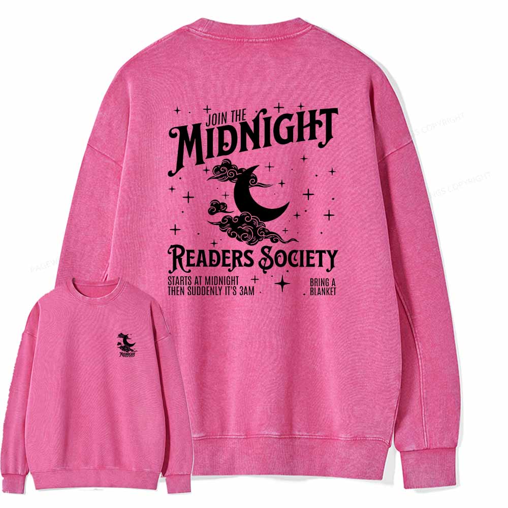 Pagewings Late night readers book club Unisex Washed Sweatshirt