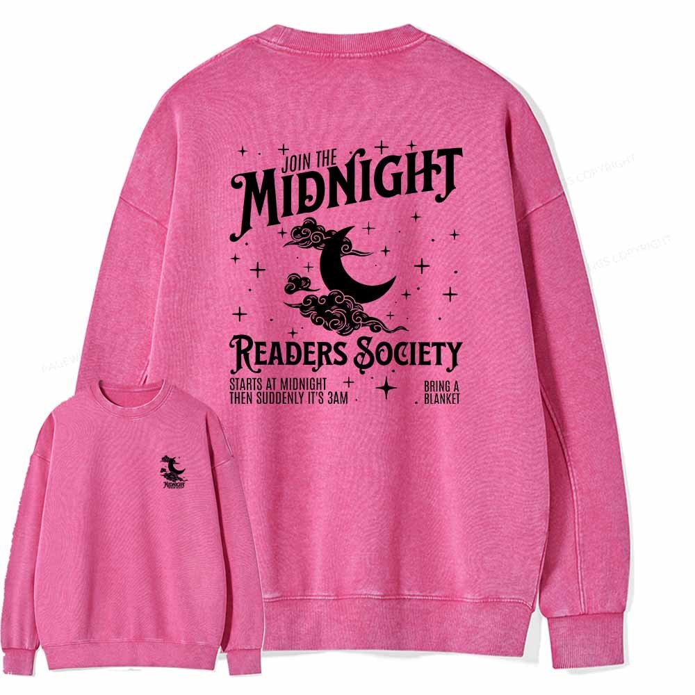 Pagewings Late night readers book club Unisex Washed Sweatshirt