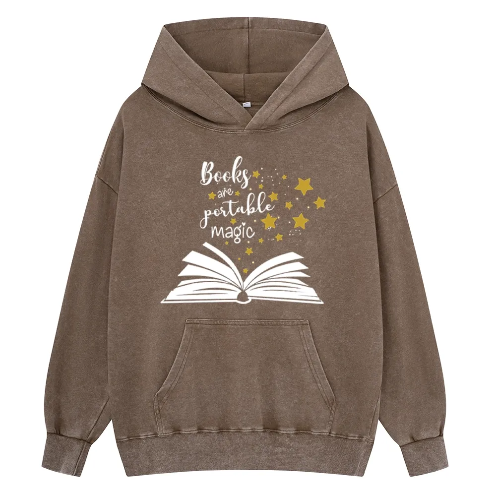 Pagewings Book Are Portable Magic Unisex Washed Hoodie