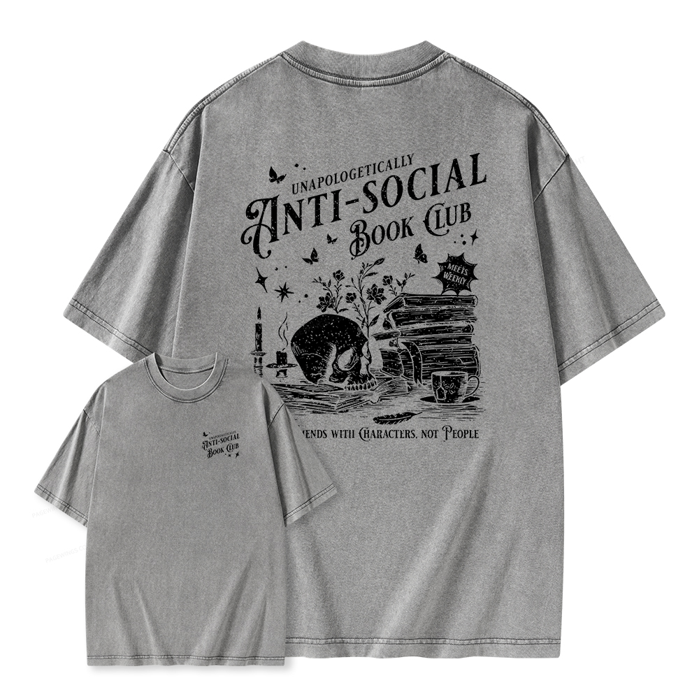 Pagewings Anti-social Book Club Comfort Colors Shirt Unisex Washed T-shirt