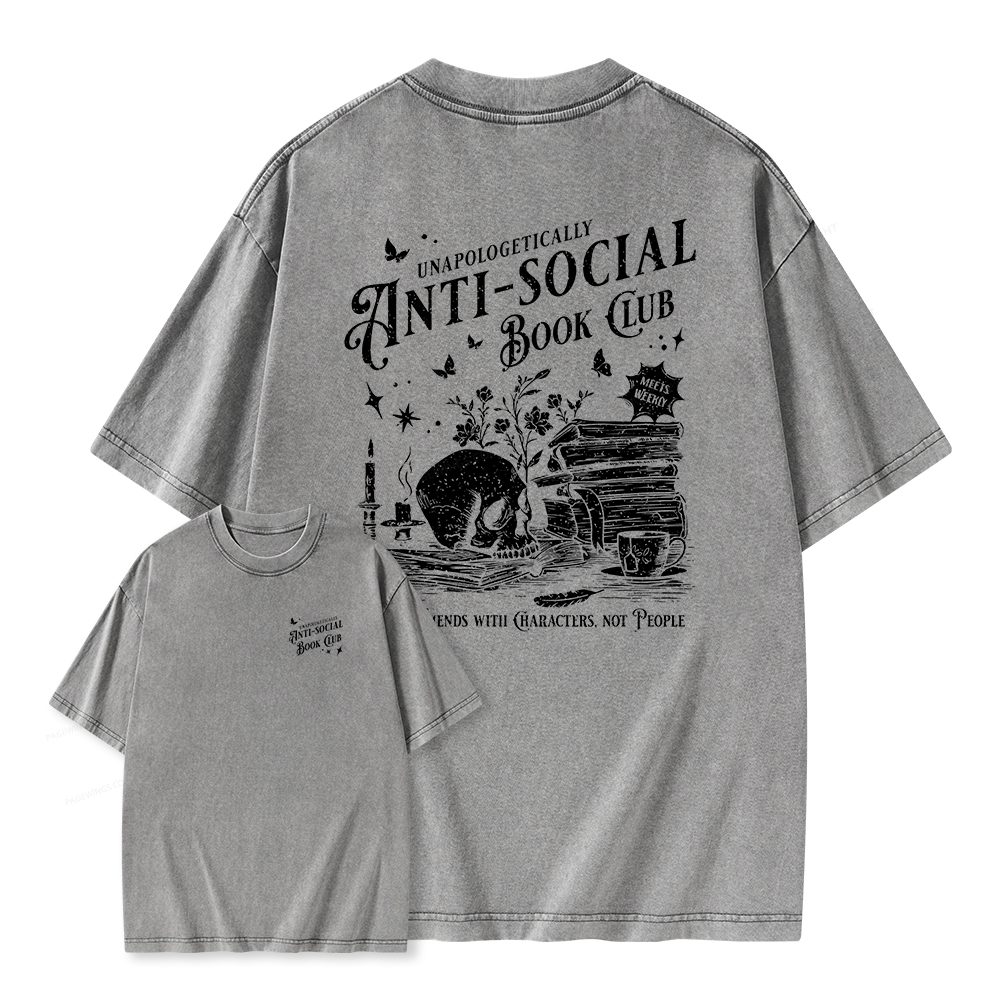 Pagewings Anti-social Book Club Comfort Colors Shirt Unisex Washed T-shirt