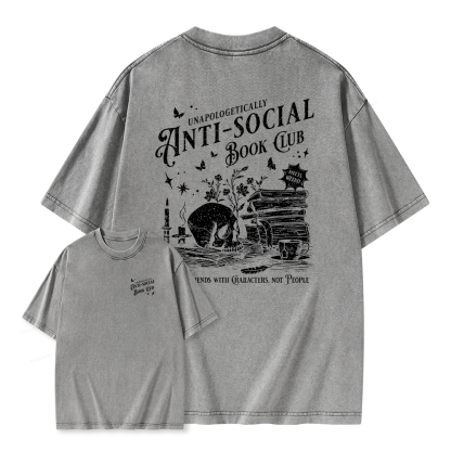 Pagewings Anti-social Book Club Comfort Colors Shirt Unisex Washed T-shirt