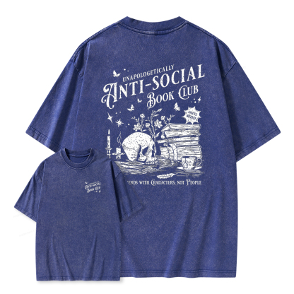 Pagewings Anti-social Book Club Comfort Colors Shirt Unisex Washed T-shirt