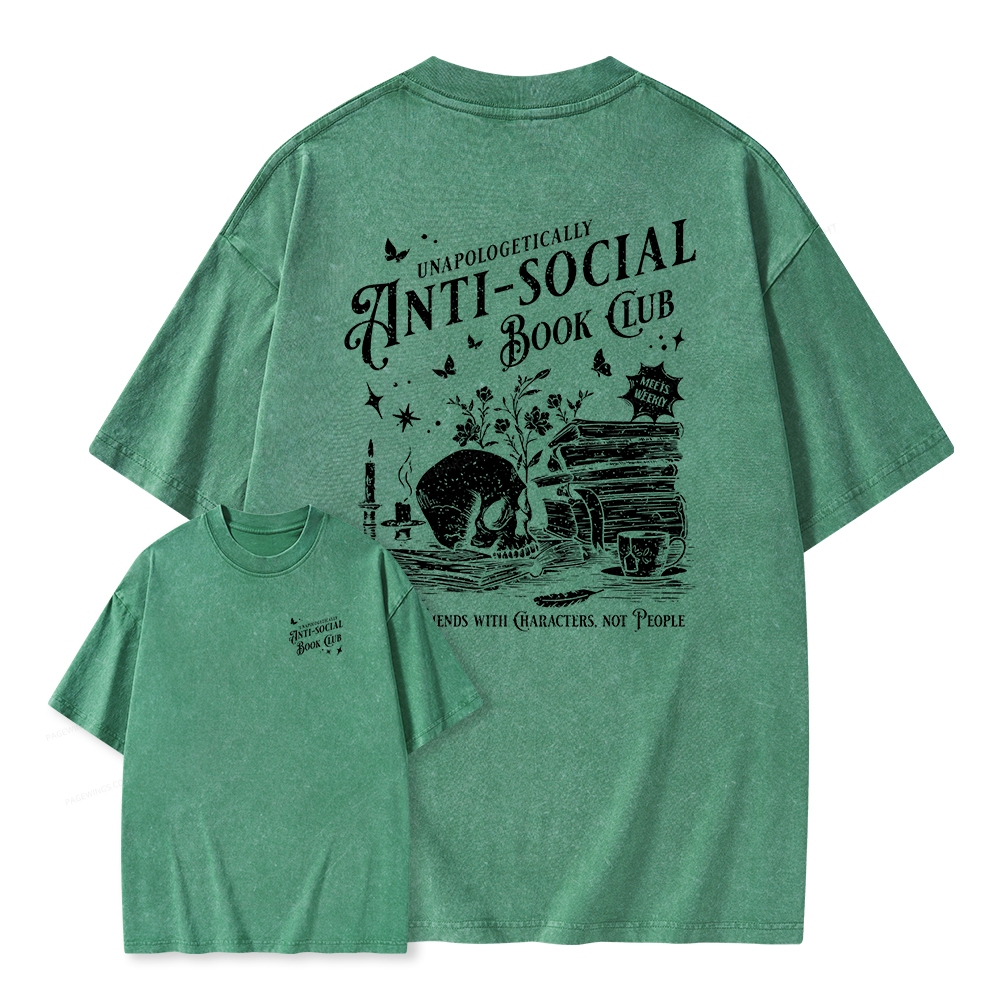 Pagewings Anti-social Book Club Comfort Colors Shirt Unisex Washed T-shirt