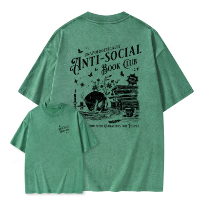 Pagewings Anti-social Book Club Comfort Colors Shirt Unisex Washed T-shirt