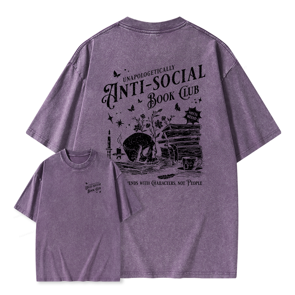 Pagewings Anti-social Book Club Comfort Colors Shirt Unisex Washed T-shirt