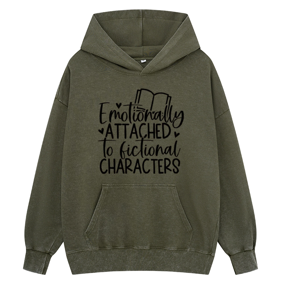 Pagewings Emotionally Attached To Fictional Characters Unisex Washed Hoodie