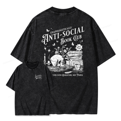 Pagewings Anti-social Book Club Comfort Colors Shirt Unisex Washed T-shirt
