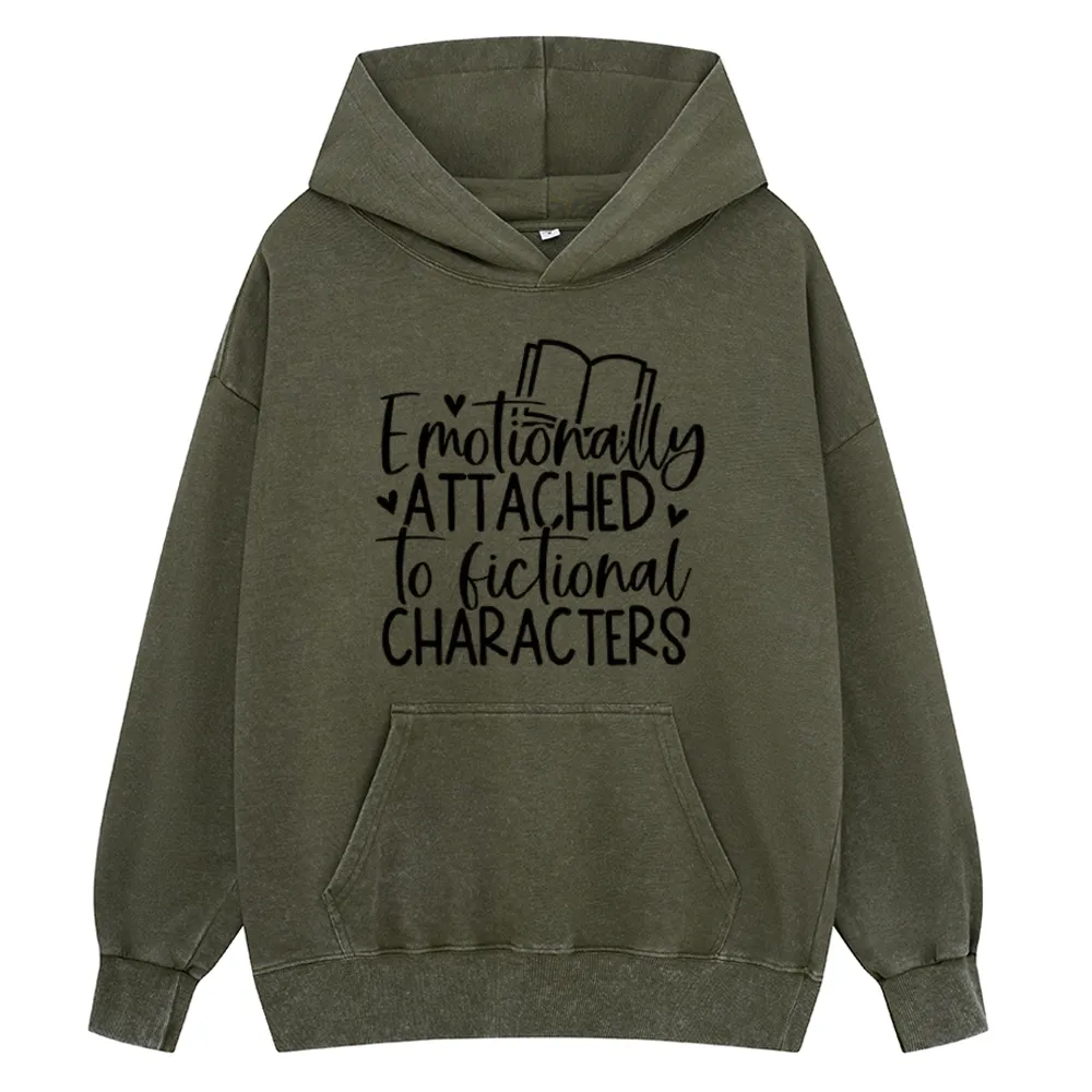 Pagewings Emotionally Attached To Fictional Characters Unisex Washed Hoodie