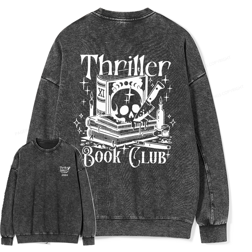 Pagewings Thriller Book Club Shirt Unisex Washed Sweatshirt