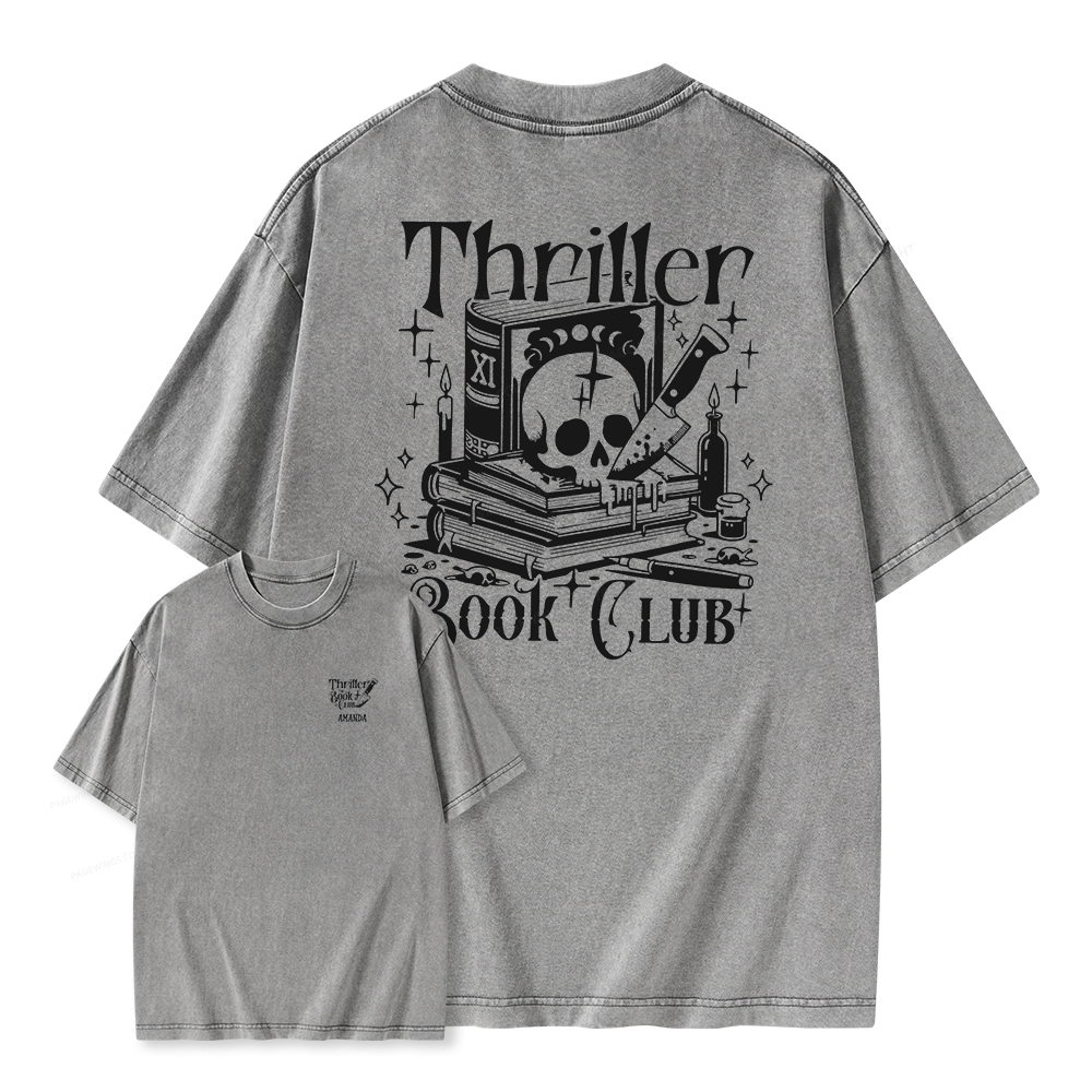 Pagewings Thriller Book Club Shirt Unisex Washed T-shirt