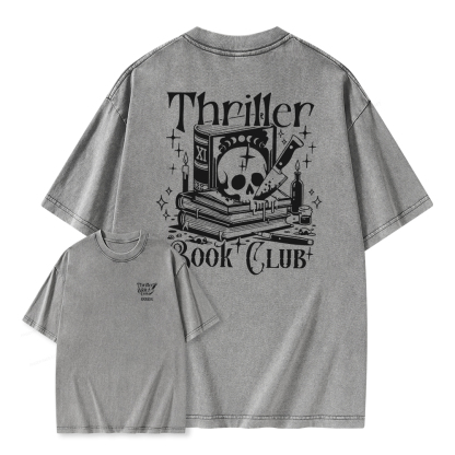 Pagewings Thriller Book Club Shirt Unisex Washed T-shirt