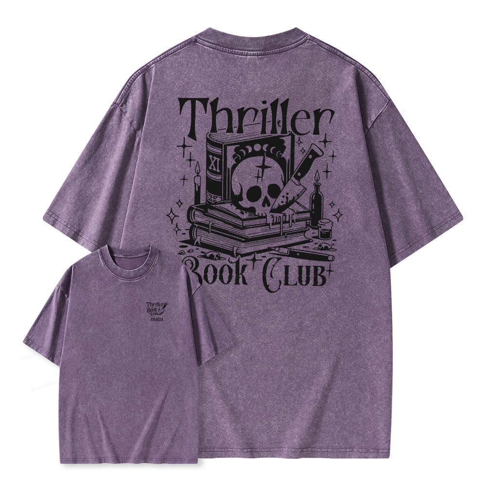 Pagewings Thriller Book Club Shirt Unisex Washed T-shirt