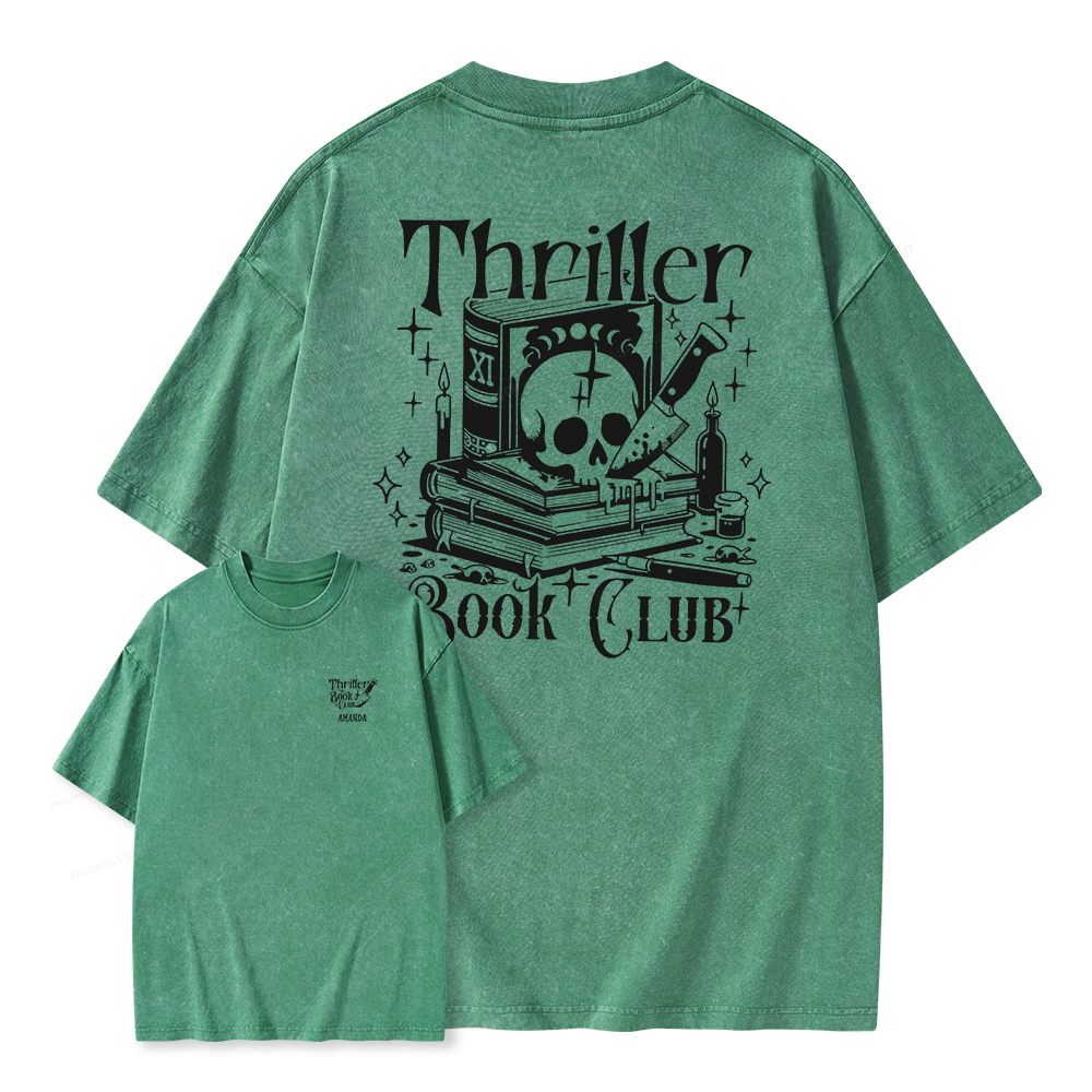 Pagewings Thriller Book Club Shirt Unisex Washed T-shirt