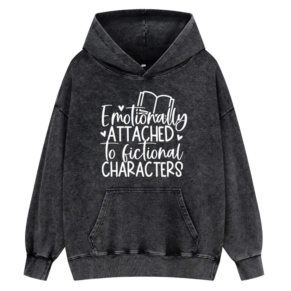 Pagewings Emotionally Attached To Fictional Characters Unisex Washed Hoodie