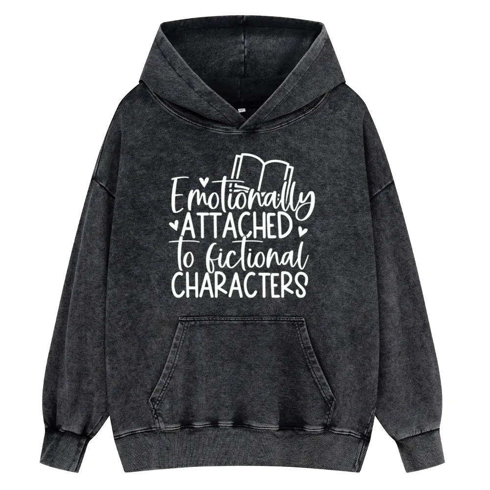 Pagewings Emotionally Attached To Fictional Characters Unisex Washed Hoodie