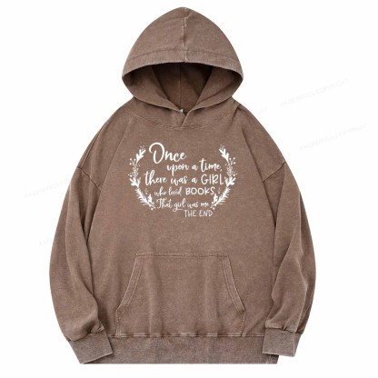 Pagewings There Was A Girl Who Loved Books Unisex Washed Hoodie