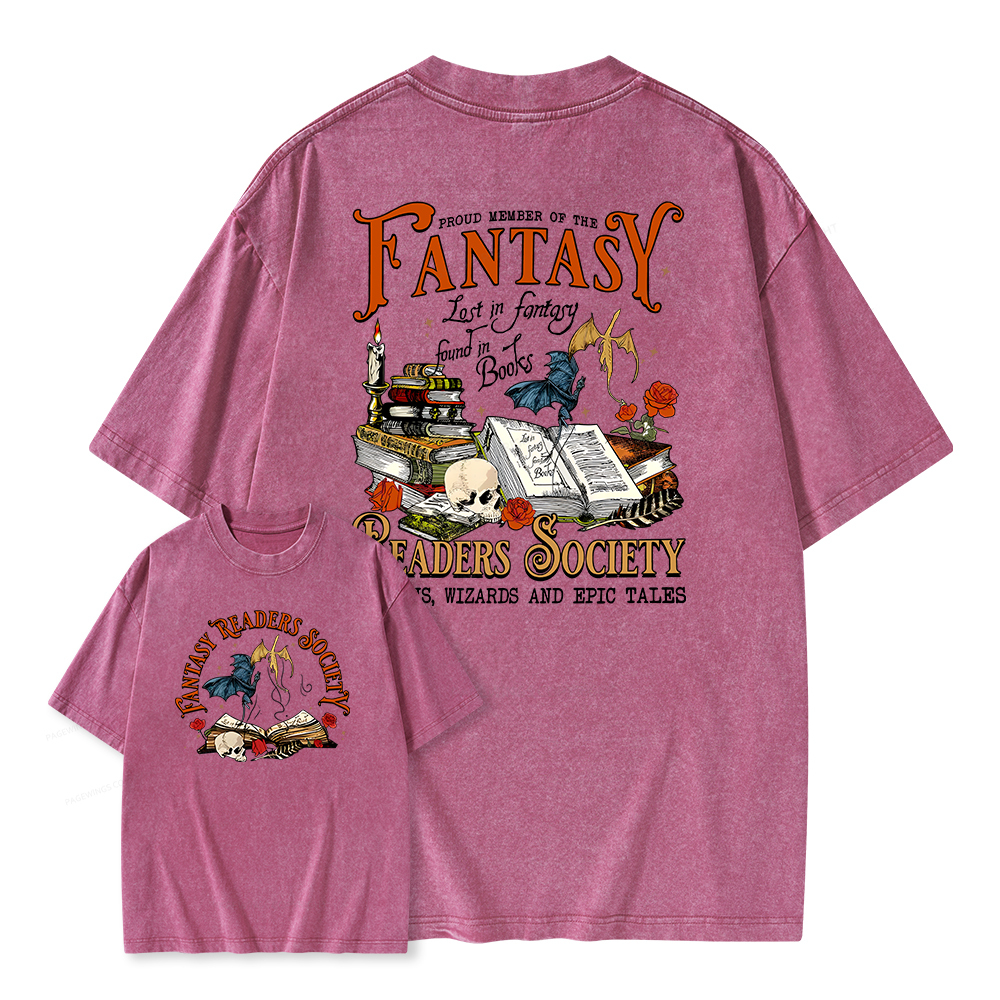 Pagewings Fantasy Readers Society Unisex Washed T-shirt