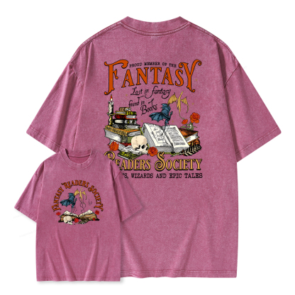 Pagewings Fantasy Readers Society Unisex Washed T-shirt