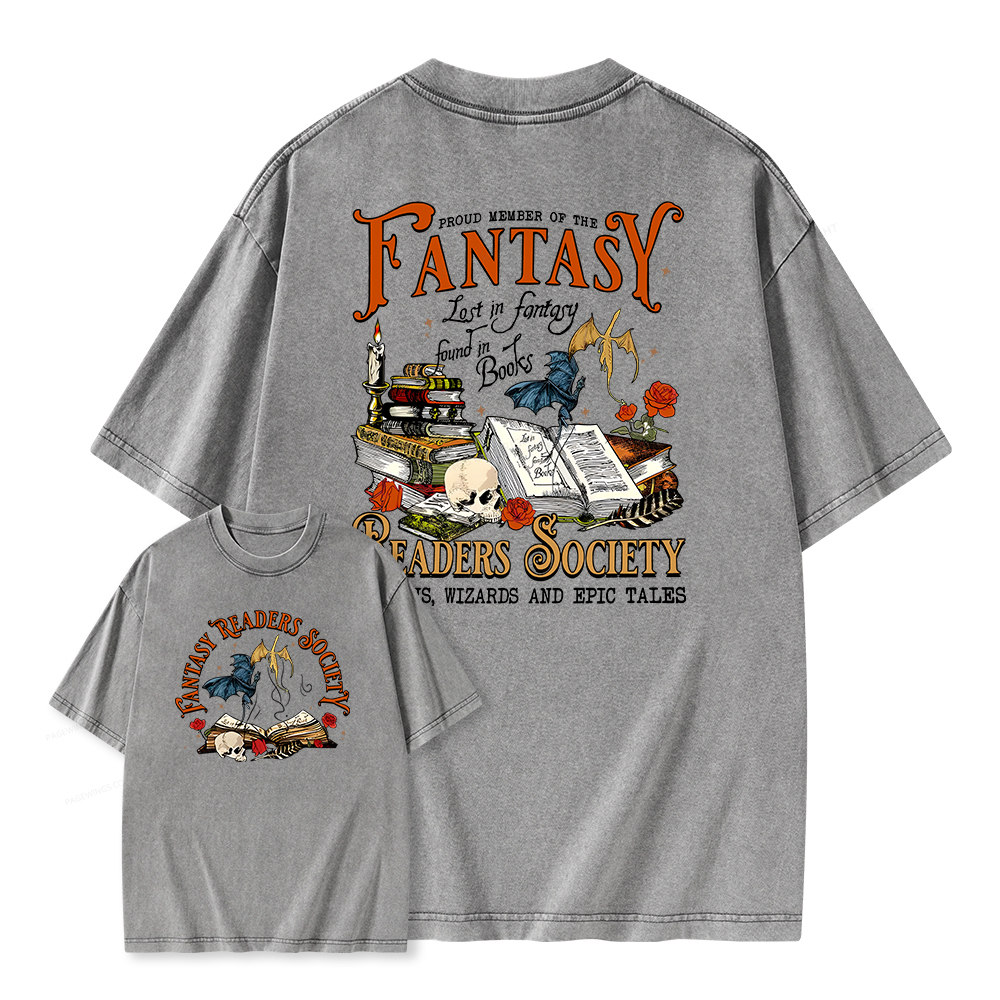 Pagewings Fantasy Readers Society Unisex Washed T-shirt