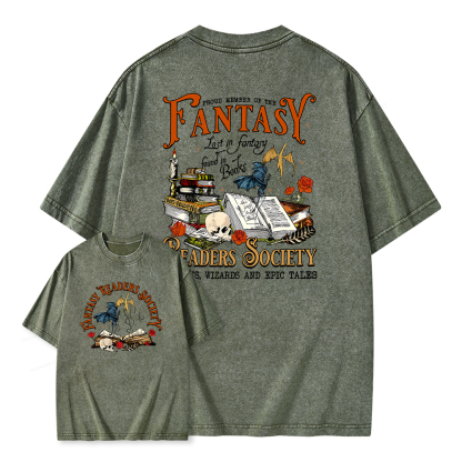 Pagewings Fantasy Readers Society Unisex Washed T-shirt