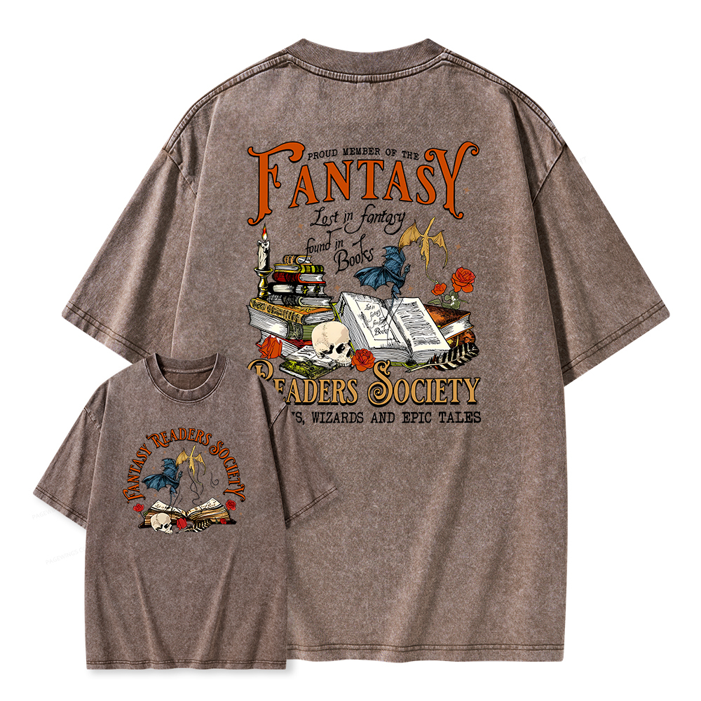 Pagewings Fantasy Readers Society Unisex Washed T-shirt
