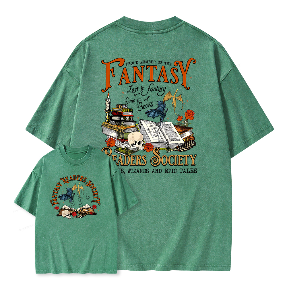 Pagewings Fantasy Readers Society Unisex Washed T-shirt