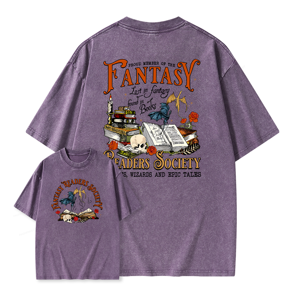 Pagewings Fantasy Readers Society Unisex Washed T-shirt