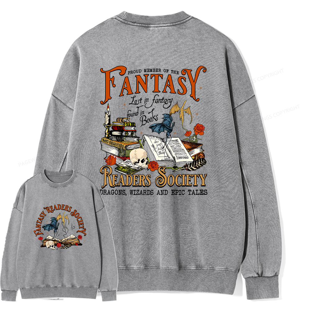 Pagewings Fantasy Readers Society Unisex Washed Sweatshirt