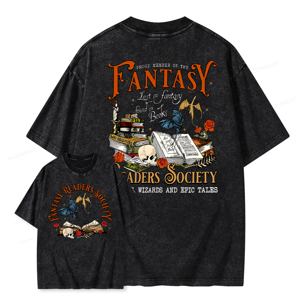 Pagewings Fantasy Readers Society Unisex Washed T-shirt