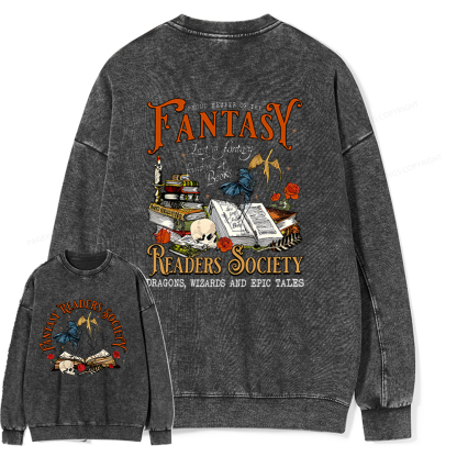 Pagewings Fantasy Readers Society Unisex Washed Sweatshirt