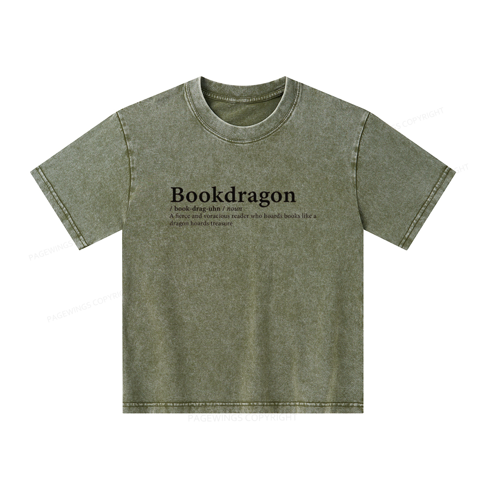 Pagewings Bookdragon: Journey Through Words book lover Unisex Kids Washed T-shirt