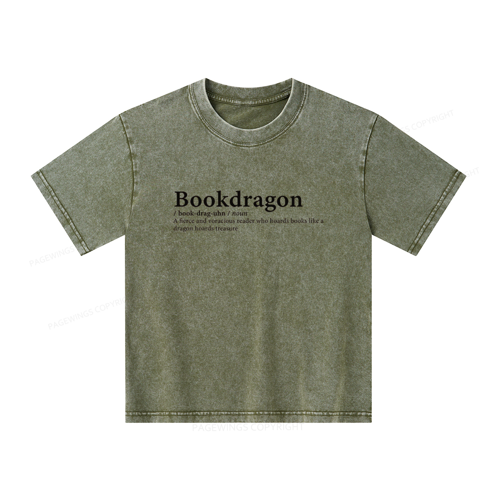 Pagewings Bookdragon: Journey Through Words book lover Unisex Kids Washed T-shirt