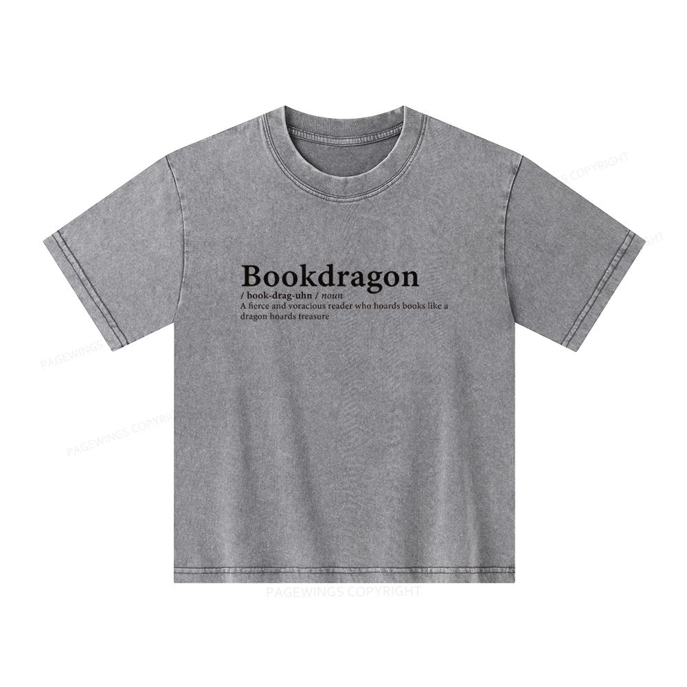 Pagewings Bookdragon: Journey Through Words book lover Unisex Kids Washed T-shirt