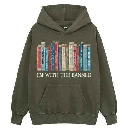 Pagewings I'm With The Banned Unisex Washed Hoodie