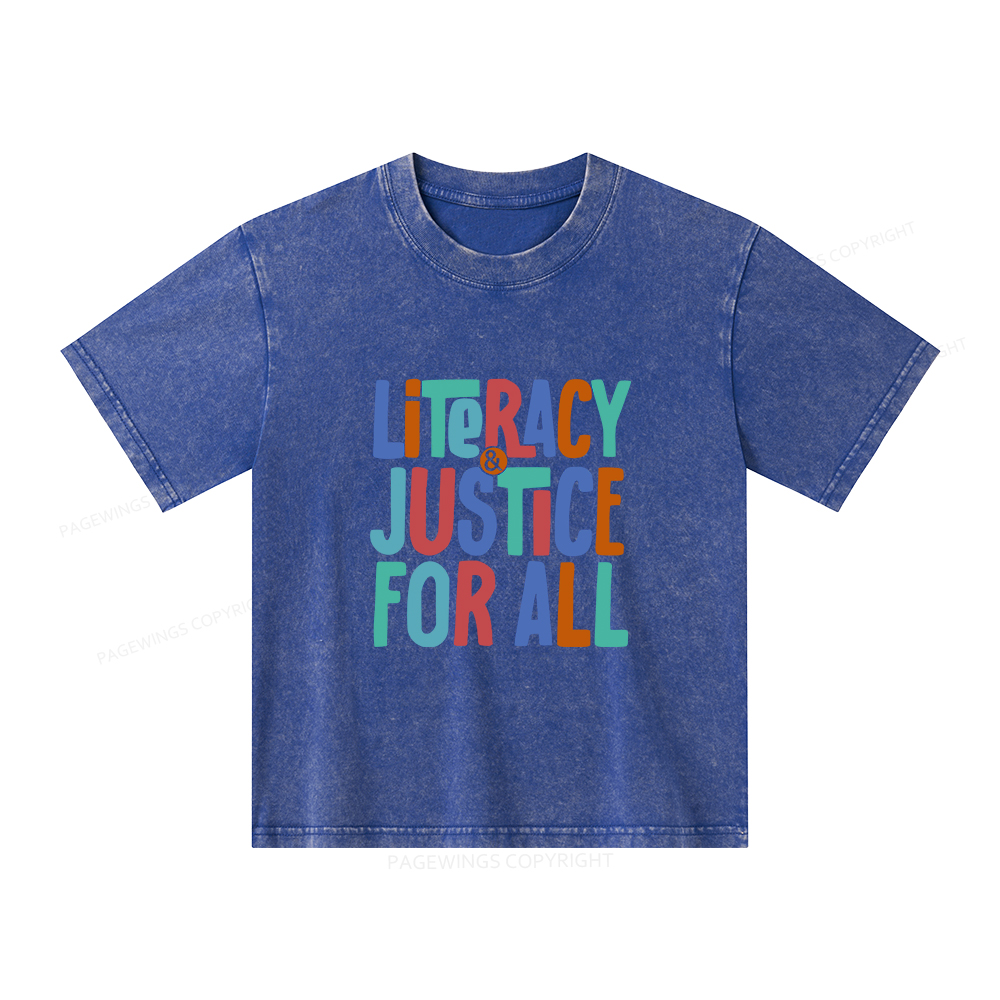 Pagewings Reading Shirt, Book Club Shirt Unisex Kids Washed T-shirt