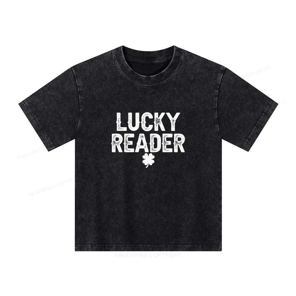 Pagewings Lucky and Lucky Fucker Graphic Tees Unisex Kids Washed T-shirt